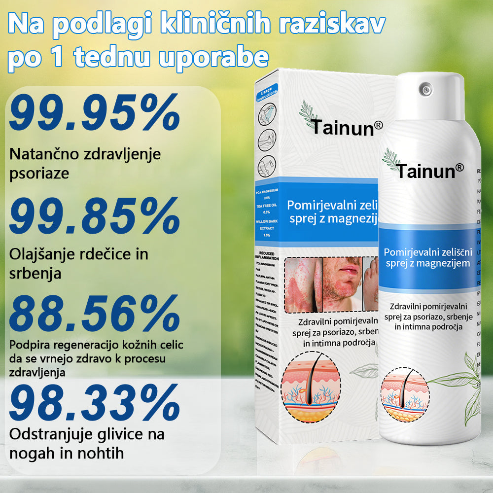 Tainun® Magnezijev zeliščni sprej ✅ CE certifikat – za zdravljenje luskavice (lajšanje luskavice in ekcemov, izboljšanje bakterijskih okužb genitalnega območja, zdravljenje aken in bradavic, lajšanje bolečin v sklepih in nevropatskih bolečin)