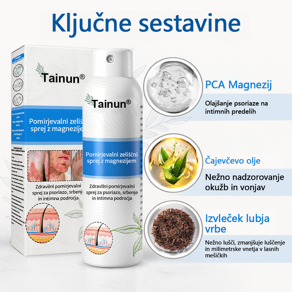 Tainun® Magnezijev zeliščni sprej ✅ CE certifikat – za zdravljenje luskavice (lajšanje luskavice in ekcemov, izboljšanje bakterijskih okužb genitalnega območja, zdravljenje aken in bradavic, lajšanje bolečin v sklepih in nevropatskih bolečin)