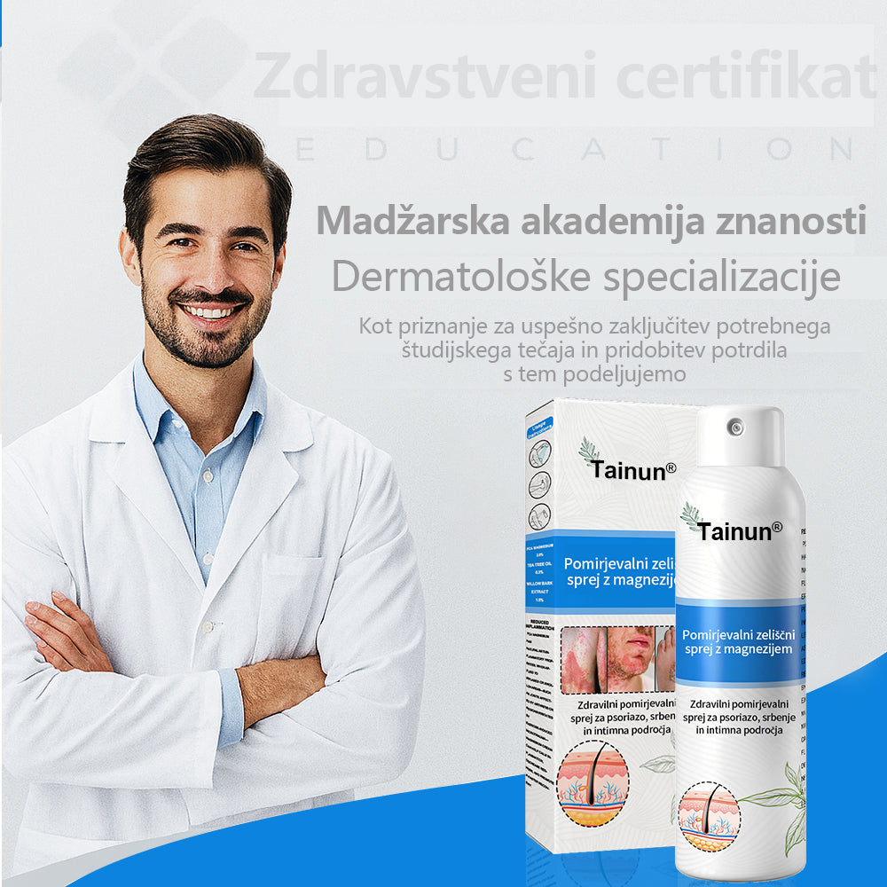 Tainun® Magnezijev zeliščni sprej ✅ CE certifikat – za zdravljenje luskavice (lajšanje luskavice in ekcemov, izboljšanje bakterijskih okužb genitalnega območja, zdravljenje aken in bradavic, lajšanje bolečin v sklepih in nevropatskih bolečin)