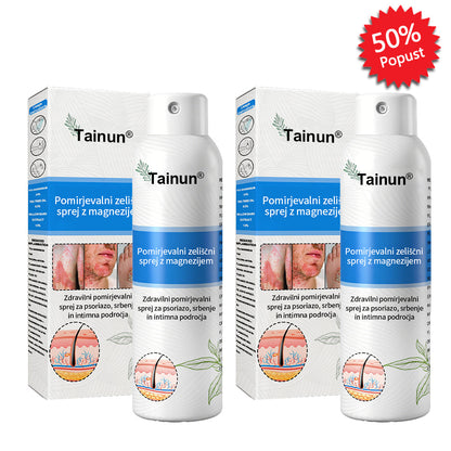 Tainun® Magnezijev zeliščni sprej ✅ CE certifikat – za zdravljenje luskavice (lajšanje luskavice in ekcemov, izboljšanje bakterijskih okužb genitalnega območja, zdravljenje aken in bradavic, lajšanje bolečin v sklepih in nevropatskih bolečin)