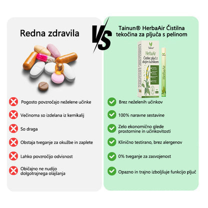 Tainun® HerbaAir zeliščni sprej za čiščenje pljuč ✨ 🌿 Raztaplja sluz · 🔥 Zmanjšuje draženje · 🌬️ Olajša neprijetnosti pri dihanju
