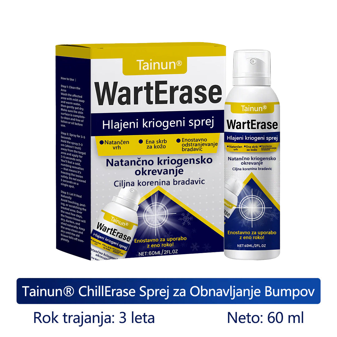 Tainun® ChillErase – spray za obnovo brazgotin po aknah ✨ | Varno odstranjuje kožne oznake, madeže & bradavice doma ✅
