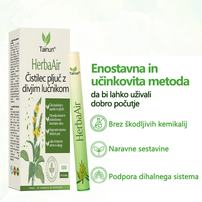 Tainun® HerbaAir zeliščni sprej za čiščenje pljuč ✨ 🌿 Raztaplja sluz · 🔥 Zmanjšuje draženje · 🌬️ Olajša neprijetnosti pri dihanju