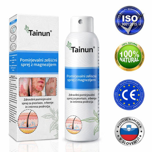 Tainun® Magnezijev zeliščni sprej ✅ CE certifikat – za zdravljenje luskavice (lajšanje luskavice in ekcemov, izboljšanje bakterijskih okužb genitalnega območja, zdravljenje aken in bradavic, lajšanje bolečin v sklepih in nevropatskih bolečin)